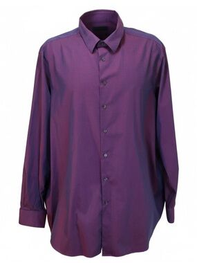 Perry Ellis 3X Iridescent Purple Dress Shirt Shimmer Button Up Y2K